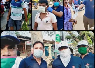 विप्र फाउंडेशन सम्बलपुर इकाई द्वारा मास्क उत्पादन और वितरण में सहभागिता।